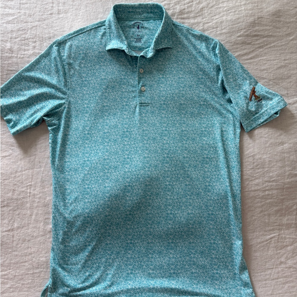 johnnie-O Blue and White Polo Shirt Comfortable Knit